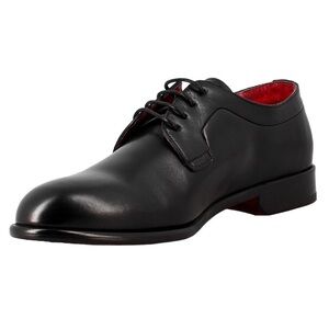 LEONARDO • Black Leather Montecarlo Nero Handmade In Italy Derby Dress Shoes